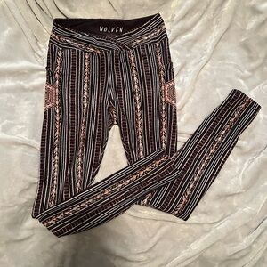 Boho Athletic Leggings with Pockets, Size Large Crossover Leggings Athleisure